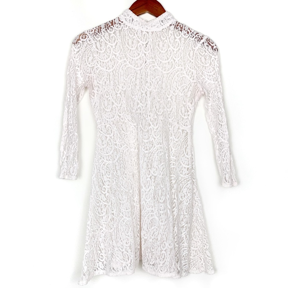 Free People White Lace Sheer Long Sleeve Dress - Picture 1 of 3